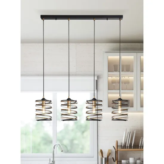 Searchlight Spring fekete-arany függesztett lámpa (SL-85583-4BGO) E14 4 izzós IP20