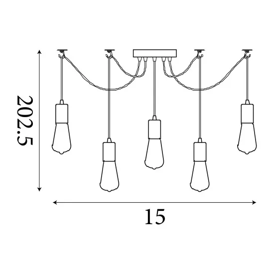 Searchlight Squiggle fekete függesztett lámpa (SL-9665-5BK) E27 5 izzós IP20