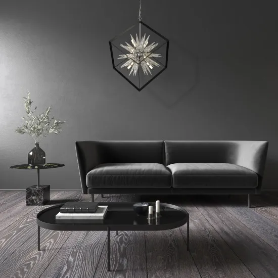 Searchlight Stellar króm-fekete függesztett lámpa (SL-22606-1BK) G9 6 izzós IP20