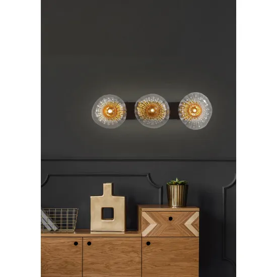 Searchlight Sunbeam fekete-borostyán fali lámpa (SL-24122-3BK) G9 3 izzós IP20