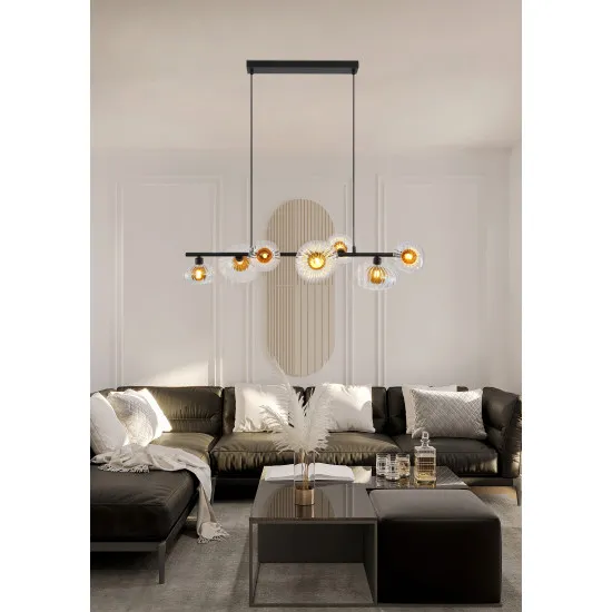 Searchlight Sunbeam fekete-borostyán függesztett lámpa (SL-24123-7BK) G9 7 izzós IP20