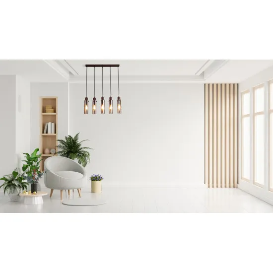 Searchlight Sweden II mokka-borostyán függesztett lámpa (SL-88921-5MO) E27 5 izzós IP20