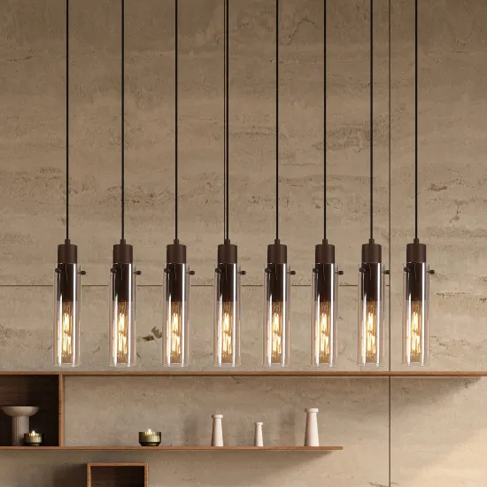 Searchlight Sweden II mokka-borostyán függesztett lámpa (SL-88921-8MO) E27 8 izzós IP20