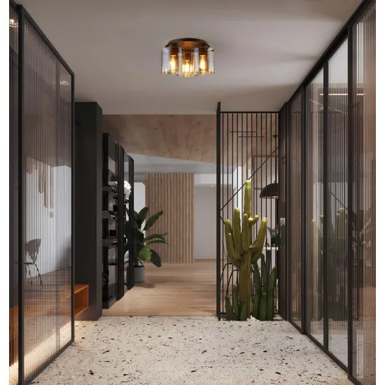 Searchlight Sweden mokka-borostyán mennyezeti lámpa (SL-88911-3MO) E27 3 izzós IP20