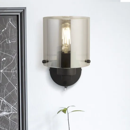 Searchlight Sweden fekete-füstszínű falikar (SL-88912-1BK) E27 1 izzós IP20