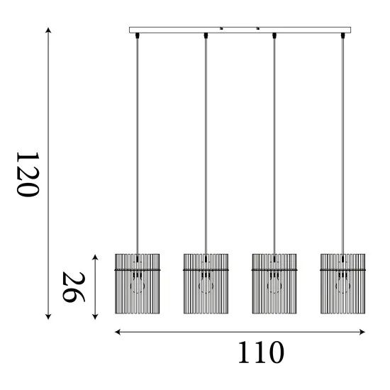 Searchlight Swizzle arany-pezsgő függesztett lámpa (SL-55620-4CP) E27 4 izzós IP20