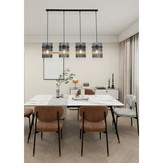 Searchlight Swizzle fekete-füstszínű függesztett lámpa (SL-55620-4SM) E27 4 izzós IP20