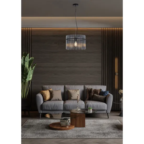 Searchlight Swizzle fekete-füstszínű függesztett lámpa (SL-55621SM) E27 1 izzós IP20