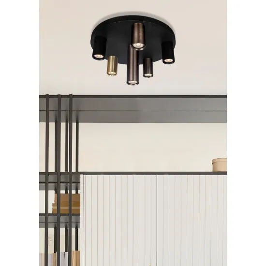 Searchlight Tubes fekete-bronz-sárgaréz mennyezeti lámpa (SL-50570-6BK) GU10 6 izzós IP20