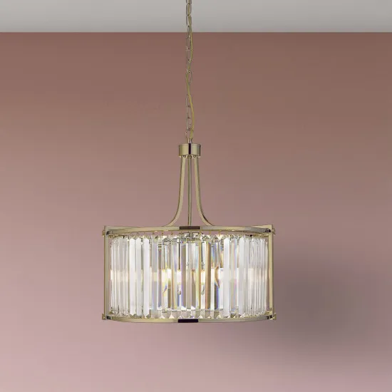 Searchlight Victoria bronz-átlátszó kristály függesztett lámpa (SL-8295-5AB) E27 5 izzós IP20