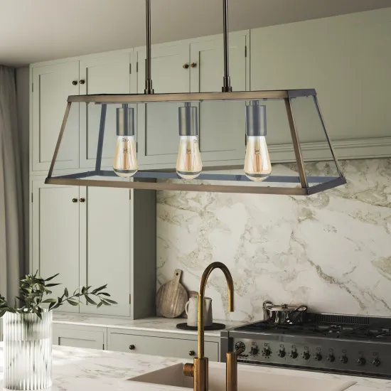 Searchlight Voyager bronz-átlátszó függesztett lámpa (SL-4613-3AB) E27 3 izzós IP20