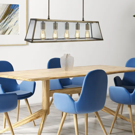 Searchlight Voyager fekete-átlátszó függesztett lámpa (SL-4614-5AB) E27 5 izzós IP20