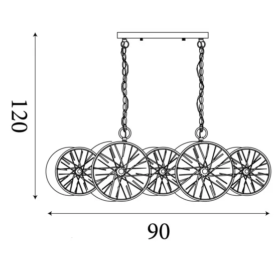 Searchlight Wagon Wheel bronz függesztett lámpa (SL-88210-10BZ) G9 10 izzós IP20