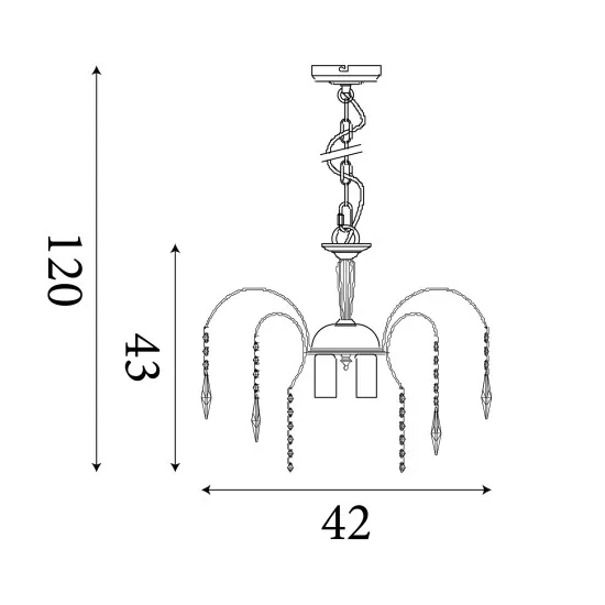 Searchlight Waterfall sárgaréz kristály függesztett lámpa (SL-5173-3) E14 3 izzós
