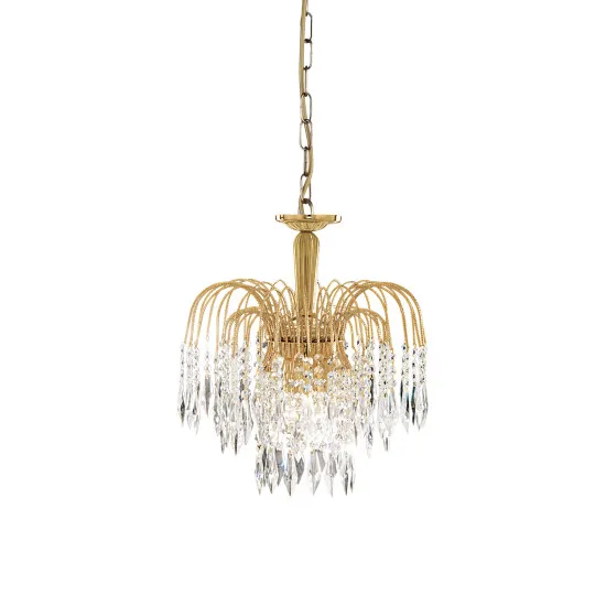 Searchlight Waterfall sárgaréz kristály függesztett lámpa (SL-5173-3) E14 3 izzós