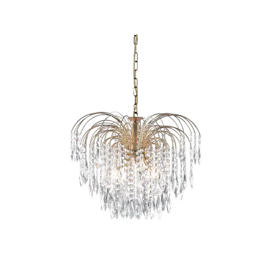 Searchlight Waterfall sárgaréz kristály függesztett lámpa (SL-5175-5) E14 5 izzós