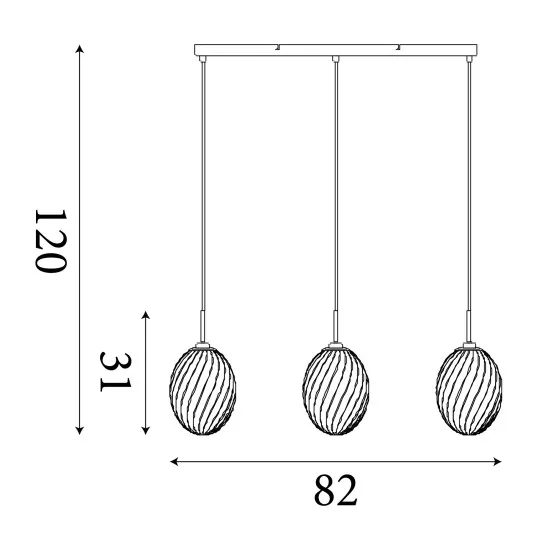 Searchlight Whirl sárgaréz függesztett lámpa (SL-24141-3SB) E14 3 izzós IP20