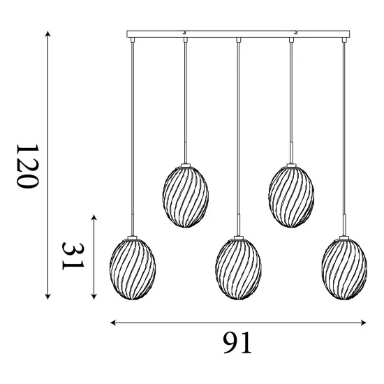 Searchlight Whirl sárgaréz függesztett lámpa (SL-24141-5SB) E14 5 izzós IP20