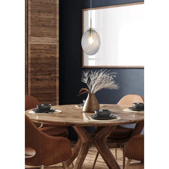 Searchlight Whirl sárgaréz-átlátszó függesztett lámpa (SL-24141CL) E14 1 izzós IP20