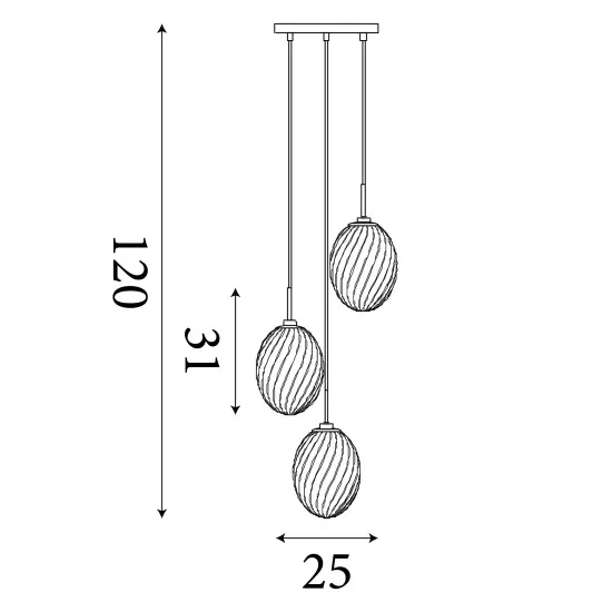Searchlight Whirl sárgaréz függesztett lámpa (SL-24142-3SB) E14 3 izzós IP20