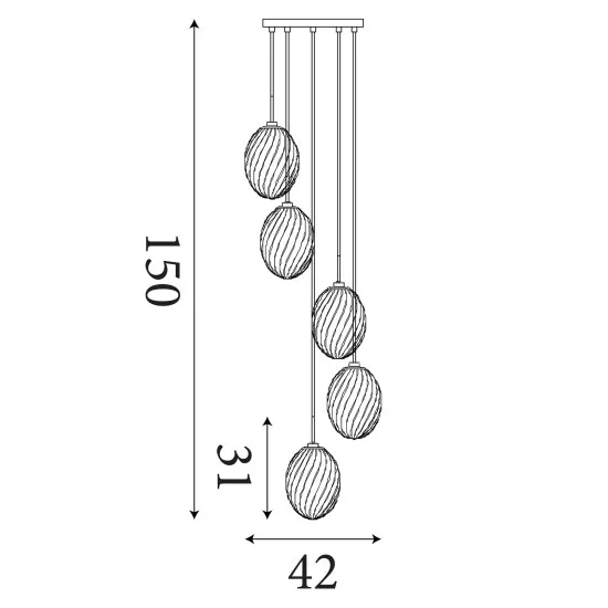 Searchlight Whirl sárgaréz függesztett lámpa (SL-24142-5SB) E14 5 izzós IP20