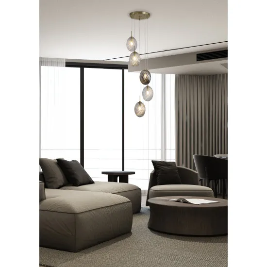 Searchlight Whirl sárgaréz függesztett lámpa (SL-24142-5SB) E14 5 izzós IP20