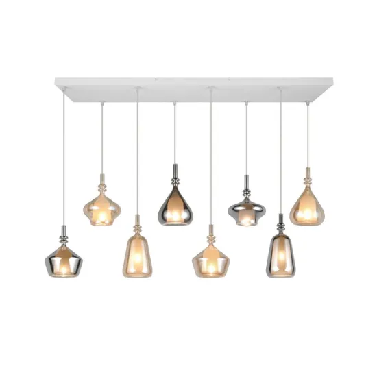 Trio Aldea átlátszó-króm függesztett lámpa (TRI-349400817) E14 8 izzós IP20