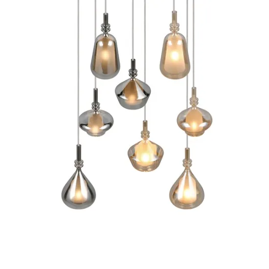 Trio Aldea átlátszó-króm függesztett lámpa (TRI-349430817) E14 8 izzós IP20