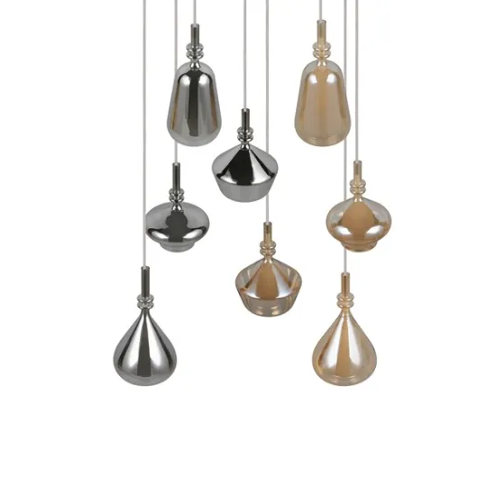 Trio Aldea átlátszó-króm függesztett lámpa (TRI-349430817) E14 8 izzós IP20