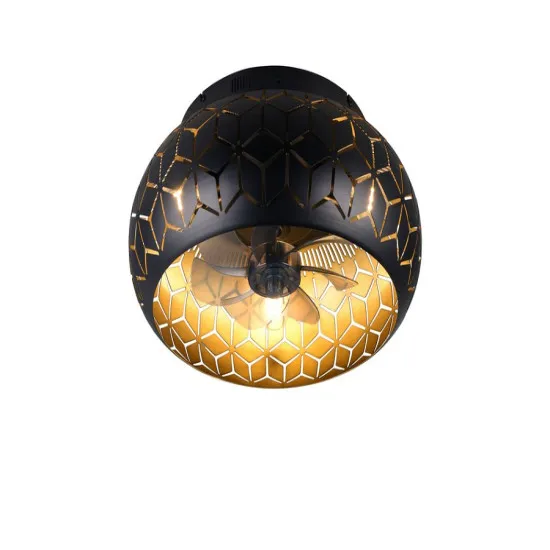 Trio Bidar arany-fekete ventilátoros lámpa (TRI-R61574080) E27 3 izzós IP20