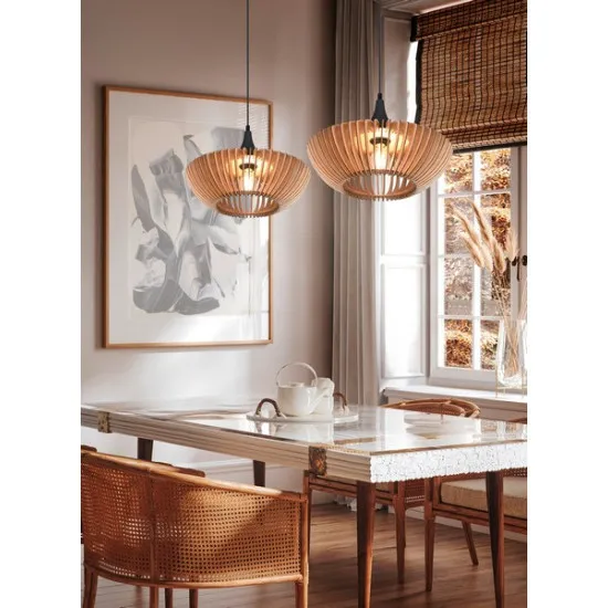 Trio Colino natúr-fekete függesztett lámpa (TRI-315900132) E27 1 izzós IP20