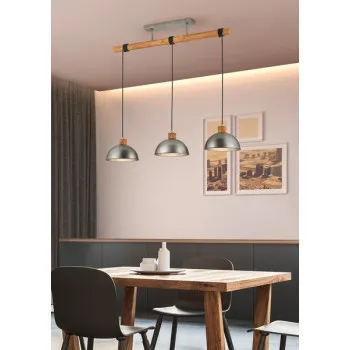 Trio Delhi barna-nikkel függesztett lámpa (TRI-303400367) E27 3 izzós IP20