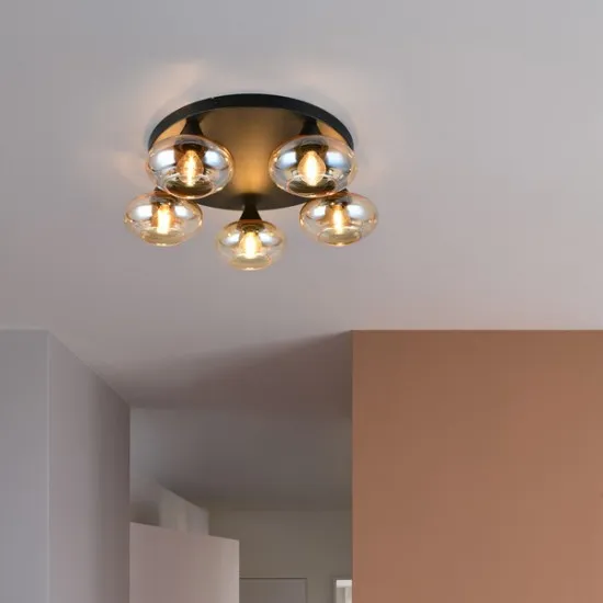 Trio Divina borostyán mennyezeti lámpa (TRI-R66645013) E14 5 izzós IP20