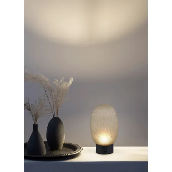 Trio Facette matt fekete-zöld hordozható LED asztali lámpa (TRI-564210115) LED 1 izzós IP20