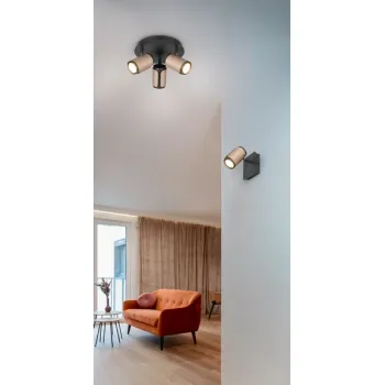 Trio Gillan fekete-barna mennyezeti spotlámpa (TRI-814530365) GU10 3 izzós IP20