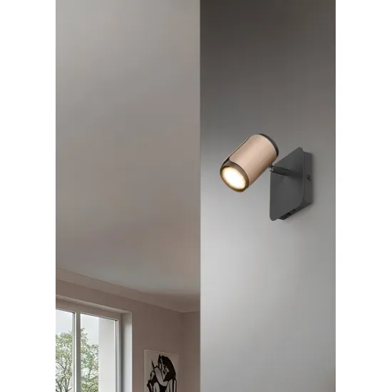 Trio Gillan fekete-barna fali spotlámpa (TRI-814570165) GU10 1 izzós IP20