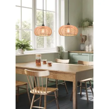 Trio Inga natúr-fekete függesztett lámpa (TRI-312200136) E27 1 izzós IP20