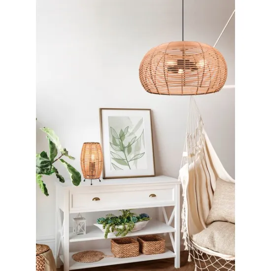 Trio Inga natúr-fekete függesztett lámpa (TRI-312200336) E27 3 izzós IP20