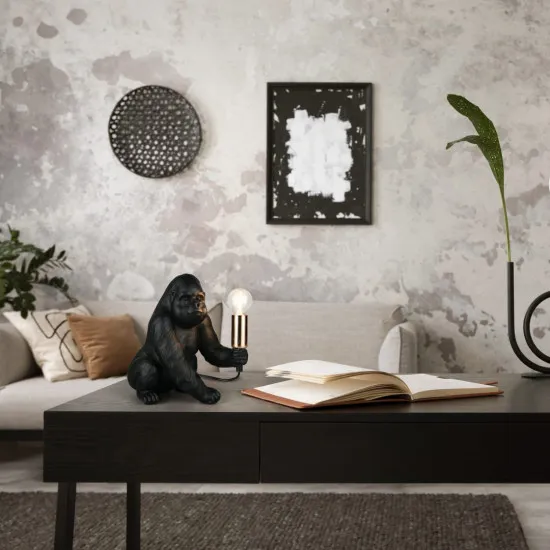 Trio Kong - állatos fekete gorilla asztali lámpa (TRI-R56611002) E14 1 izzós IP20
