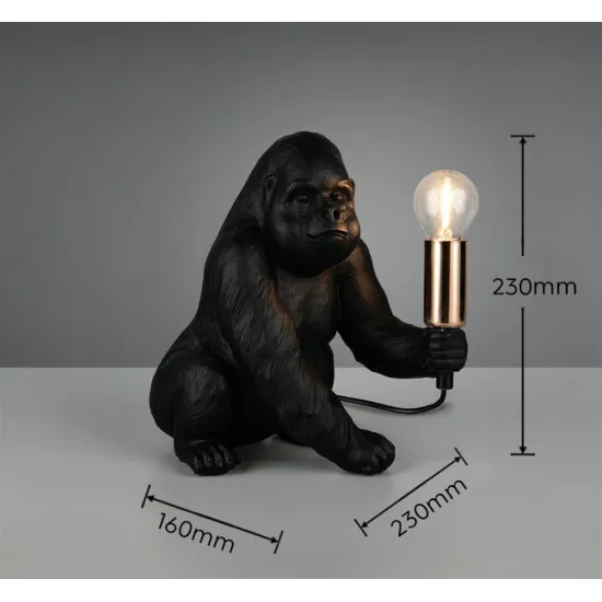 Trio Kong - állatos fekete gorilla asztali lámpa (TRI-R56611002) E14 1 izzós IP20