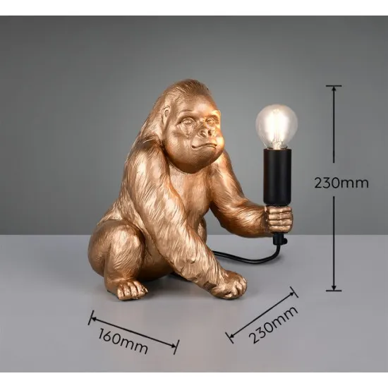 Trio Kong - állatos arany gorilla asztali lámpa (TRI-R56611079) E14 1 izzós IP20