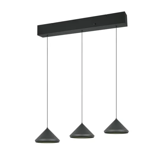 Trio Laguna matt fekete LED függesztett lámpa (TRI-336210332) LED 3 izzós IP20