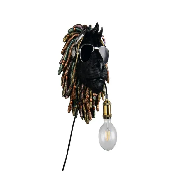 Trio Leo fekete oroszlán fali lámpa (TRI-R26631702) E27 1 izzós IP20