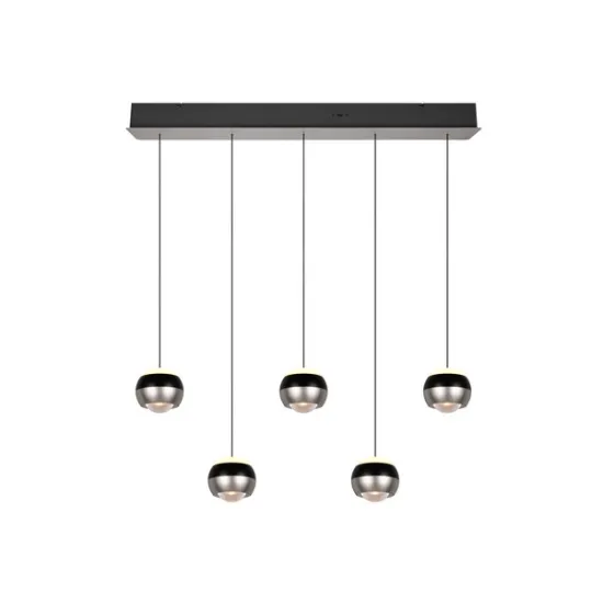 Trio Orbit matt nikkel-fekete LED függesztett lámpa (TRI-344410507) LED 5 izzós IP20