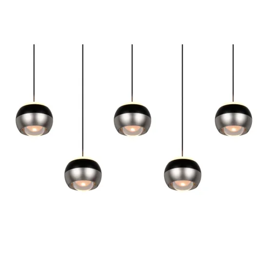 Trio Orbit matt nikkel-fekete LED függesztett lámpa (TRI-344410507) LED 5 izzós IP20