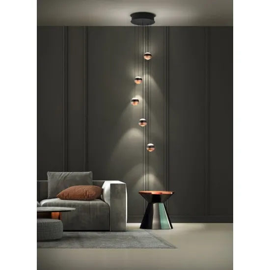 Trio Orbit fekete-kávé LED függesztett lámpa (TRI-344430532) LED 5 izzós IP20