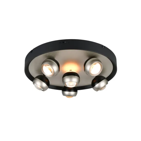 Trio Orbit matt nikkel-fekete LED mennyezeti lámpa (TRI-644410607) LED 1 izzós IP20