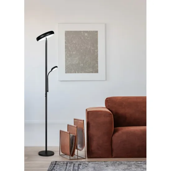 Trio Palermo fekete LED állólámpa olvasókarral (TRI-R45741132) LED 2 izzós IP20