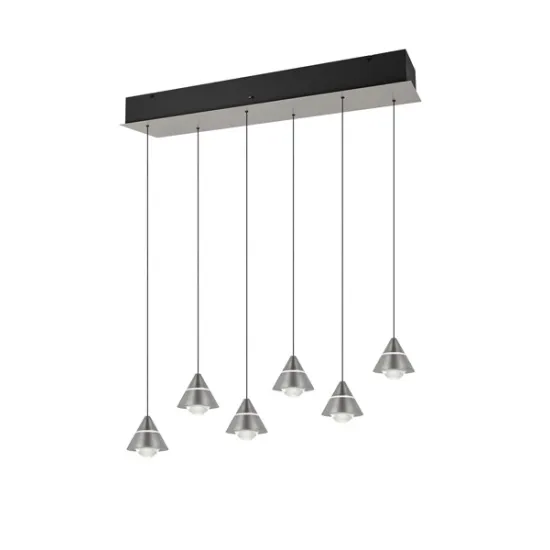 Trio Romeo matt nikkel LED függesztett lámpa (TRI-337010607) LED 6 izzós IP20