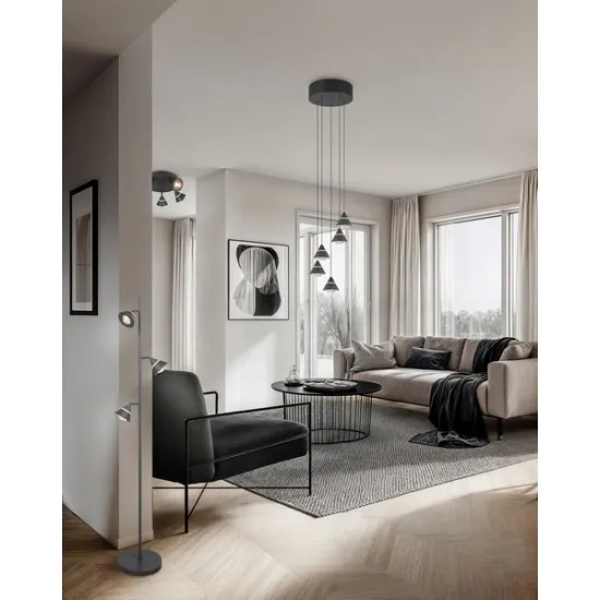 Trio Romeo matt fekete LED állólámpa (TRI-437010332) LED 3 izzós IP20